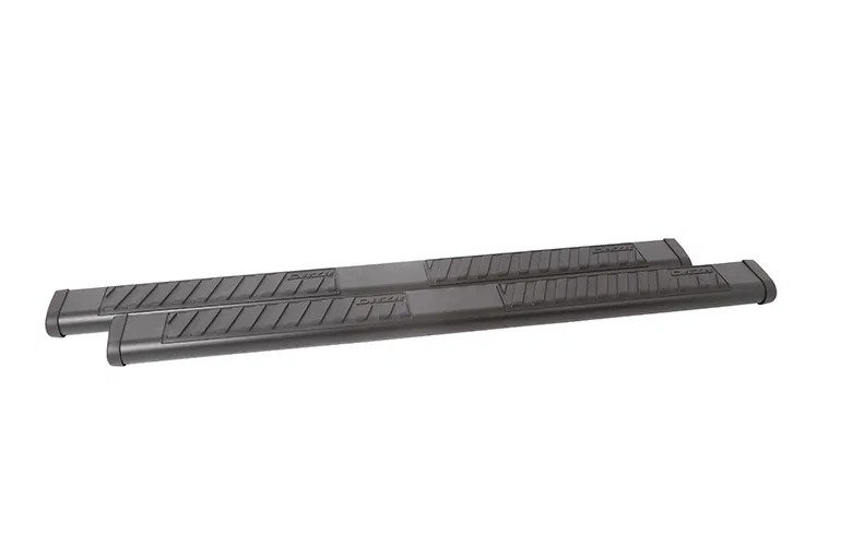 DZ16111 – DEE ZEE Nerf Bar, With Step Pads 6 Inch Oval Straight Black Textured Powder Coated Steel With Plastic End C...